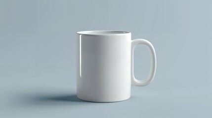 Fototapeta premium Simple and Versatile White Ceramic Mug Mockup for Custom Branding, Product Packaging, and Professional Design Presentation on a Clean, Minimalist Background