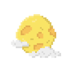 Obraz premium The moon with clouds for Halloween. Pixel 8bit style