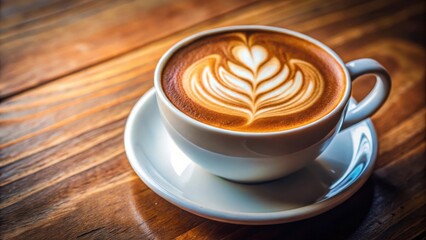 Obraz premium Close-up shot of a beautifully crafted cup of coffee with latte art