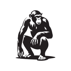 Minimalistic chimpanzee silhouette for creative and innovative artwork - Chimpanzee illustration - minimallest chimpanzee vector
