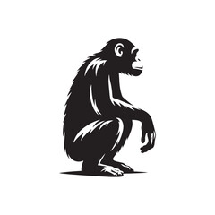 Captivating chimpanzee silhouette for innovative design work - Chimpanzee black vector
