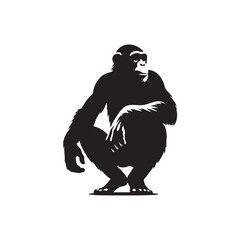Detailed chimpanzee silhouette for various design projects - Chimpanzee illustration - minimallest chimpanzee vector
