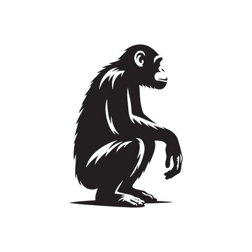 recommend clip art: Captivating chimpanzee silhouette for innovative design work - Chimpanzee black vector
                    