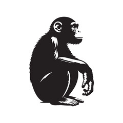 Minimalistic chimpanzee silhouette for artistic and creative projects - Chimpanzee illustration - minimallest chimpanzee vector
