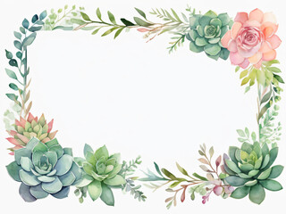 A blank wedding invitation adorned with a watercolor floral frame