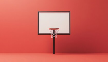 Basketball Hoop Against a Red Wall