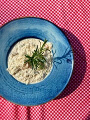 shrimp risotto in italian restaurant