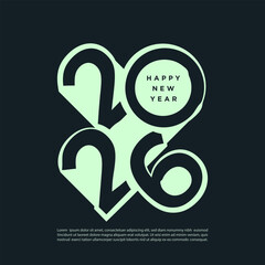Simple 2026 New Year Number Typography Design.