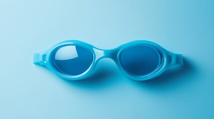 Blue Swimming Goggles on a Light Blue Background