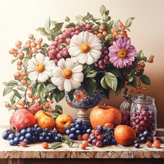 Still Life with Flowers and Fruits