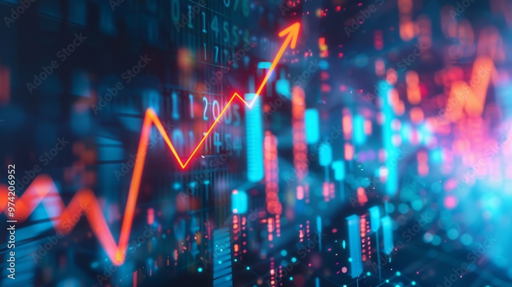 Poster A graph with a red arrow pointing upwards