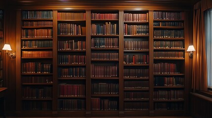 A Wall of Books in a Classic Library Setting