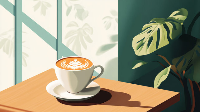 Celebrating International Coffee Day with latte art in a cozy café setting