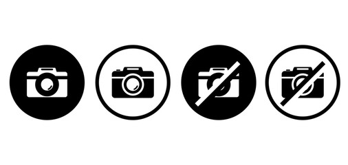 Digital camera icon enable and disable. prohibited from taking photos. vector illustration.