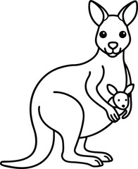 Kids Coloring Fun Kangaroo with Joey in Its Pouch
