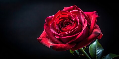 From the shadows, a lone crimson rose awakens, its delicate petals slowly revealing their vibrant hue to the