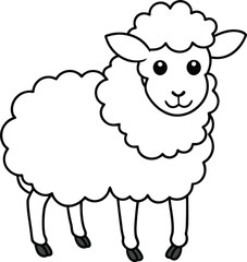 Kids Fun Coloring Book Cute Fluffy Wool Sheep
