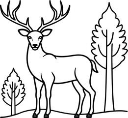 Kids Coloring Adventure Deer with Antlers
