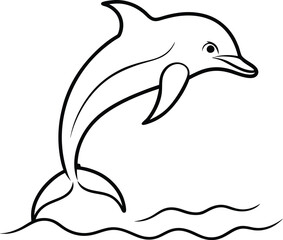 Obraz premium Kids Coloring Book Dolphin Jumping Adventure 