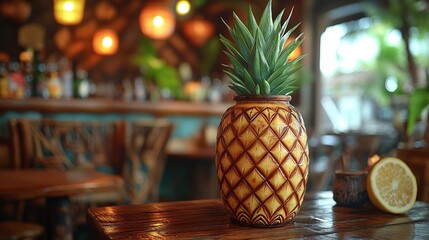 Pina Colada at a tiki bar on the shores of Oahu