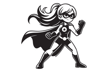 Black Female Hero Silhouette Vector Illustration