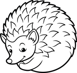 Cute Curled Hedgehog Coloring Book for Kids
