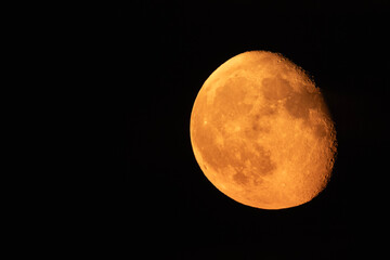 Fototapeta premium An orange waning Moon. Copy space