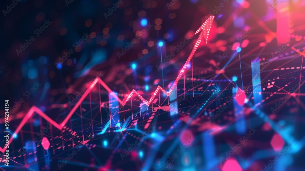 Aufkleber A colorful graph with a red arrow pointing upwards