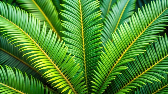 Close-up of Dioon spinulosum (giant dioon or gum palm) leaves, showcasing intricate details and textures