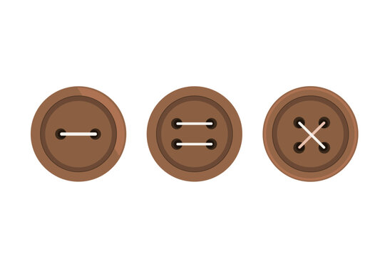 This illustration shows a brown button on a piece of clothing.