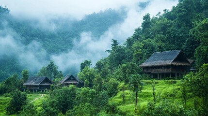 Obraz premium Ecotourism in Vietnams lush jungles, with guided nature walks and wildlife spotting