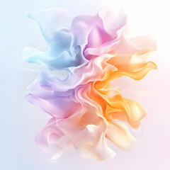 A soft, flowing abstract design featuring pastel-colored ribbons in shades of purple, blue, pink, and orange, creating a delicate and dynamic visual effect.