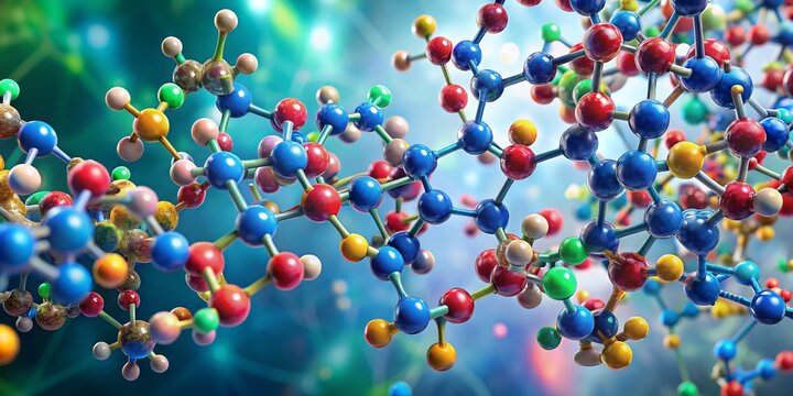 Microscopic illustration of maltase enzyme, a glycosidase that breaks down maltose sugar into glucose, with molecular