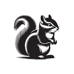 Obraz premium Captivating chipmunk silhouette for versatile design applications - Chipmunk black vector 