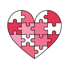 Heart-Shaped Puzzle with Pink and Red Pieces