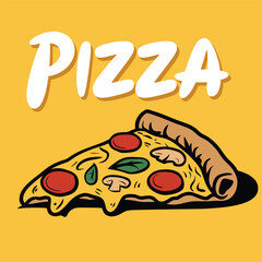 Cheesy Pizza Slice with Pepperoni and Mushrooms