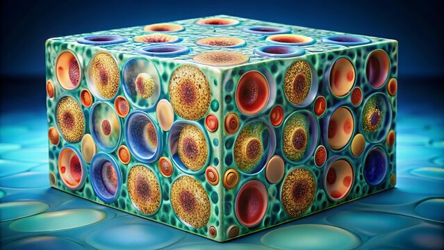 Microscopic view of stratified cuboidal epithelial cells, displaying layered, cube-shaped structures with distinct cell