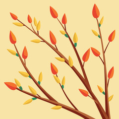 autumn leaves background budding branches