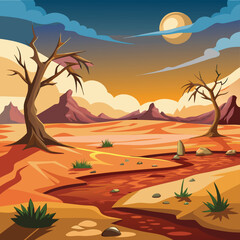 landscape with tree and moon barren landscape