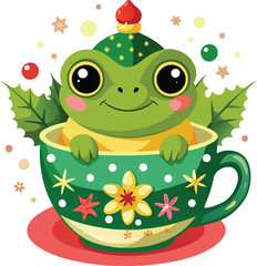 christmas clipart  with cute baby  frog