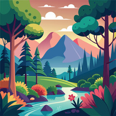 landscape with trees and mountains forest landscapes