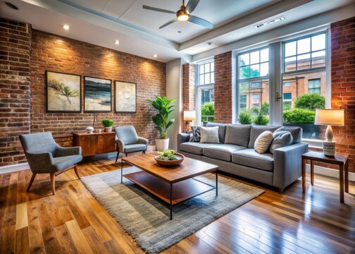 Modern renovated living room with exposed brick, hardwood floors, and sleek decor, symbolizing capital loss carryover
