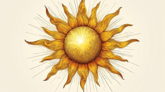 Vintage Sun Illustration Generative AI