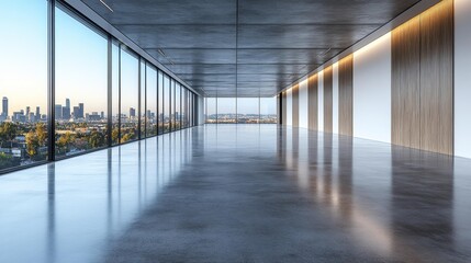 Fototapeta premium Minimalist Modern Office with Panoramic City View Generative AI
