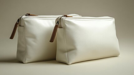 Minimalist White Leather Pouches Generative AI