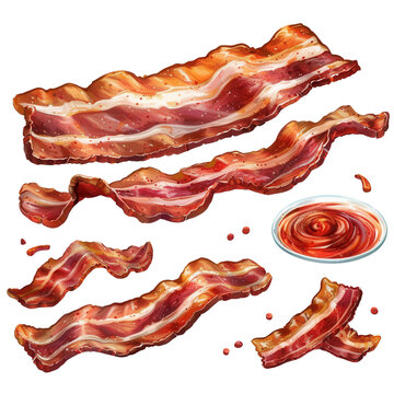crispy bacon strips with sauce on white clip art preview