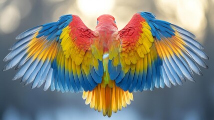 Obraz premium Vibrant Parrot Wings Spread in Full Color Generative AI