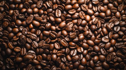 Fototapeta premium A close-up shot of roasted coffee beans filling the entire frame.