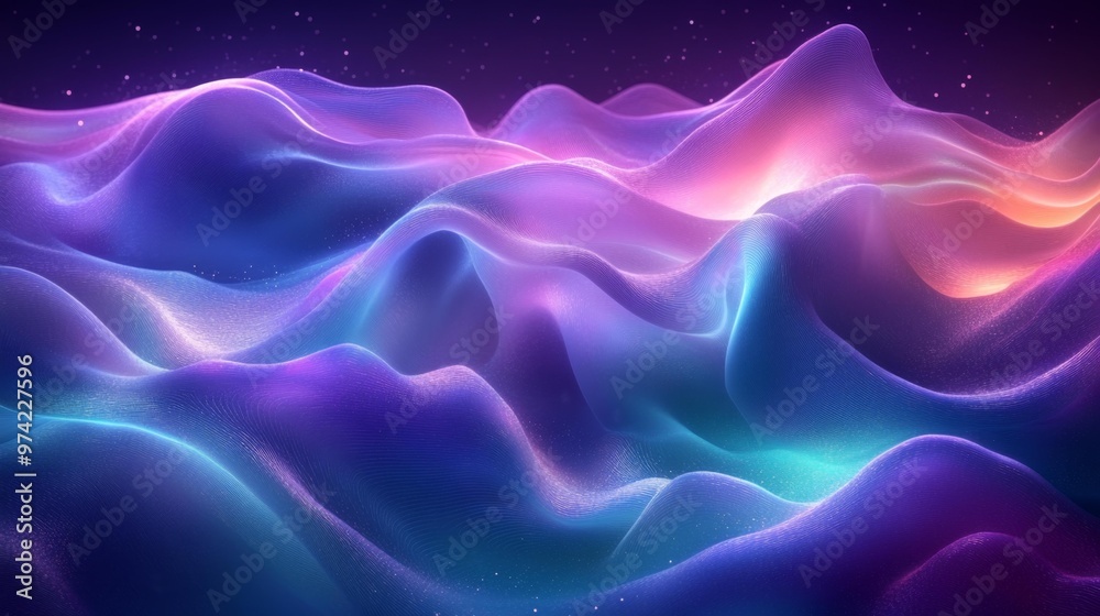Wall mural abstract waves of light in cosmic ocean generative ai