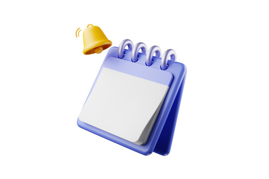 3D calendar icons mark the date and time for event meeting reminders. Calendar with 3D clock for appointments, due dates, vacation planning. 3d alarm clock illustration